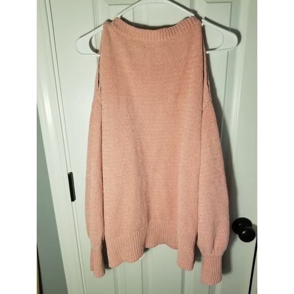 SIMPLY SOUTHERN COLD SHOULDER KNIT SWEATER M PINK Women's Cozy - Picture 5 of 7